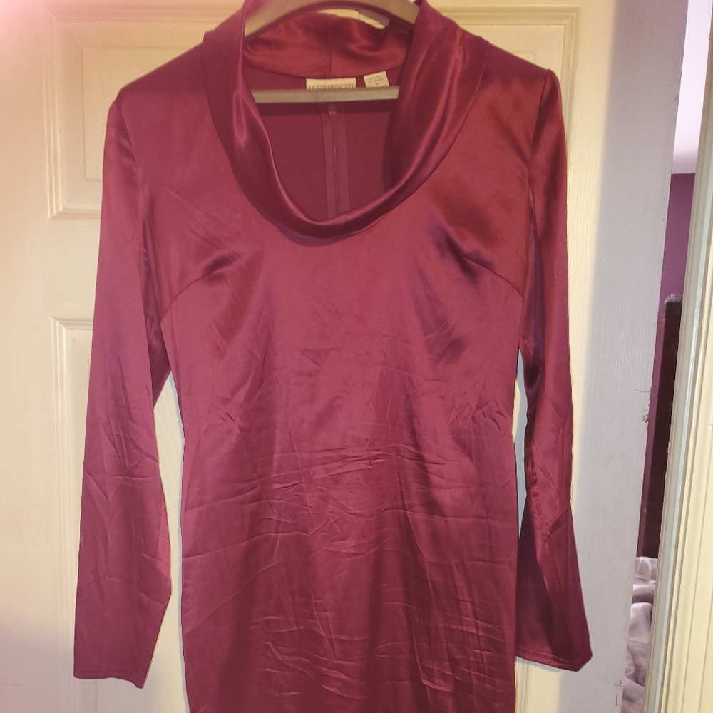 Hugo Buscati Silk Stretch Cowl Neck Dress S